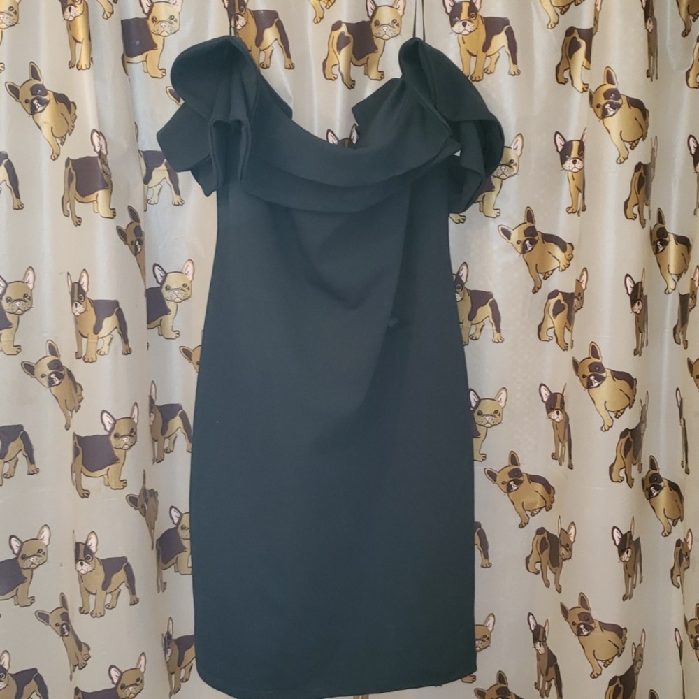 Teal bodycon dress ruffles XL MindCode